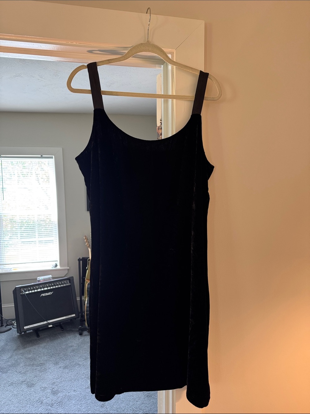 Eileen Fisher Black Silk Blend Velvet Sleeveless Midi Dress Silk Straps Size XL